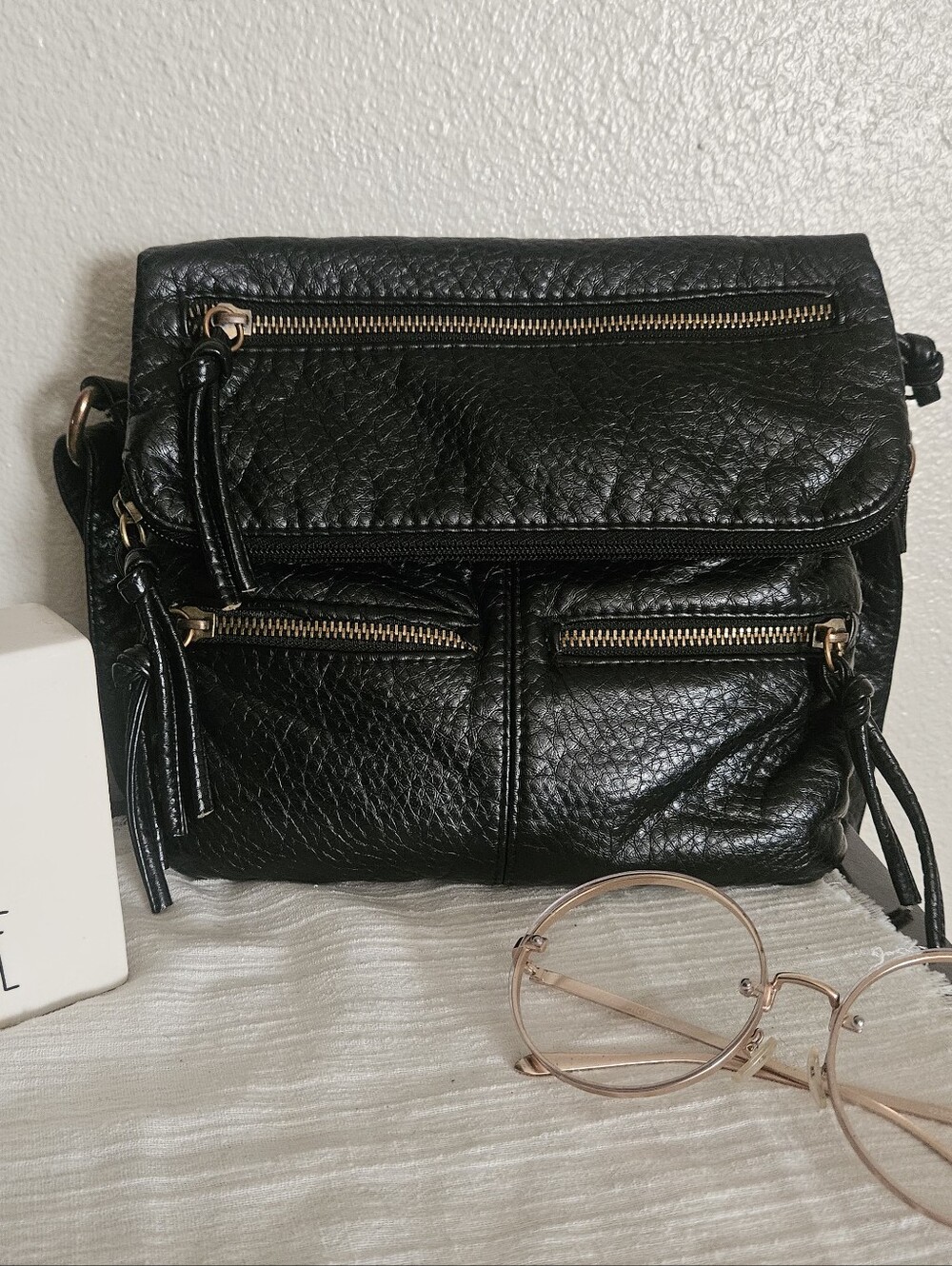 Soho Faux Leather Black Crossbody Bag